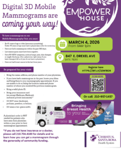 Mammogram Bus advertisement event to be held at empower house Drexel location march 4